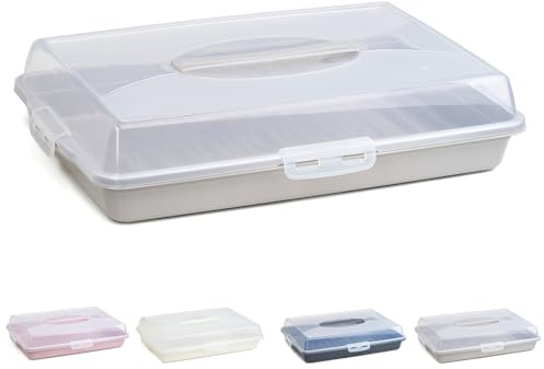 Pullmer Kuchen transportbox rechtecking, Kuchenbehälter mit Haube, Kuchentransportbox, Partybutler 44x30x10 Beige