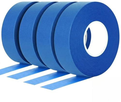 dravix Painters Tape, 4 Rolls Blue Masking Tape 24mm x 50m, Heat-Resistant and UV-Resistant Tape for Painting Work, DIY Crafts and Edge Treatment