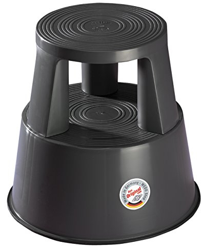 Wedo 212201 Taburete con Ruedas de plástico, Altura 43 cm, Capacidad de Carga 150 kg, Gris