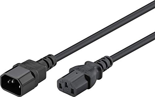 Goobay 50081 Kaltgerätekabel 2m Verlängerung / C14 Stecker auf C13 Buchse Stromkabel / Kaltgeräte Netzkabel mit Kaltgerätestecker / Schwarz / Verlängerungskabel 2m