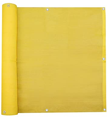 jarolift Balkonbespannung Basic, Balkon Sichtschutz Windschutz Sonnenschutz Balkon-Verkleidung, Atmungsaktiv, 300 x 90cm (16 Ösen) Gelb