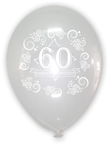 10 transparente Luftballons 60 Jahre Diamanthochzeit, ca. 30 cm