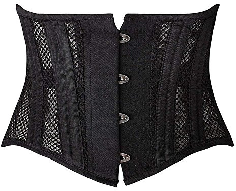 SHAPERX Women's 26 Steel Boned Corset Heavy Duty Waist Trainer Corset Shaper Breathable Mesh Slimming Trimmer Cincher,SZ1997-2-Black-L