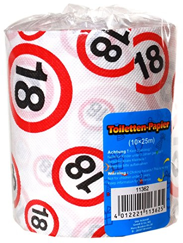 1 Rolle Toilettenpapier zum 18. Geburtstag, 25 m lang