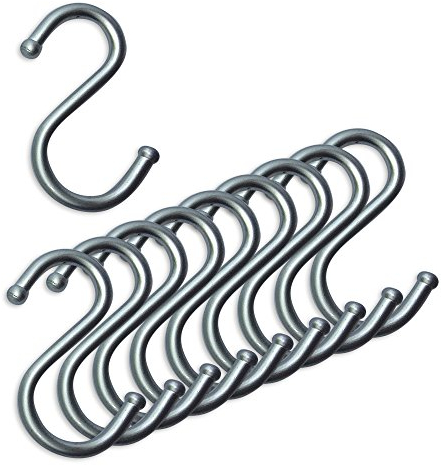 10er SET - S-Haken einfach MATTCHROM für Relingsystem LINERO K 16 und HIGHLINE Funktionssäulensystem