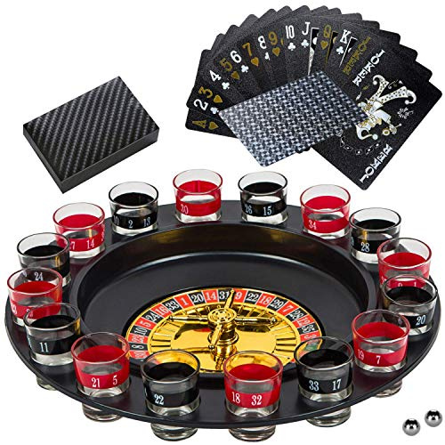 BETTERLINE Verre à Roulette Jeu à Boire Set avec Roue, 2 balles et 16 Verres par Une Meilleure Ligne