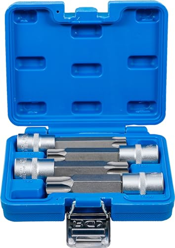 BGS 5103 | Bit-Einsatz-Satz | T-Profil (für Torx) mit Bohrung | 4-tlg. | Antrieb Innenvierkant 12,5 mm (1/2) | Chrom-Vanadium-Stahl | Maxi-Größen
