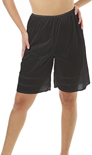 Underworks Snip-A-Length Pettipants Culotte Slip Bloomers Split Skirt 3X-Large-Black