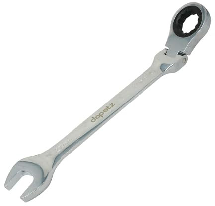 Dapetz ® 27mm Flexible Head Ratchet Metric Spanner Open End & Ring, Mirror Polished, Raised Panel Spanner, Chrome Vanadium Steel Combination Spanner Suitable for Mechanics