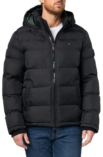 Tommy Hilfiger Down Alternative Hooded Puffer Jacket (Standard and Big & Tall) Manteau d'extérieur en Duvet, Black, XL Homme