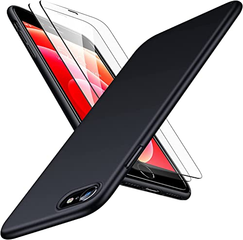 TORRAS für iPhone SE 2020/8/7 Hülle (Ultra Dünn) mit (2 Stück Schutzglas) Stoßfest Unzerstörbare iPhone SE/8/7 Slim Hülle iPhone SE 2020/8/7 Decency Series -Schwarz
