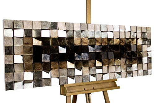 KunstLoft Holzbild 'Lustrous Pixel' 143x55x8,5cm handgefertigt Wandbild