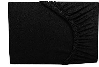 Frottee Spannbettlaken Spannbetttuch Schwarz 90x200-100x200 cm - Rundumgummi (Schwarz, 90-100x200 cm)