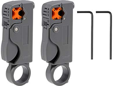 sourcing map Rotary Coax Coaxial Cable Stripper Cutter Tool for RG58 RG59/62 RG6 Wire Stripper 2pcs