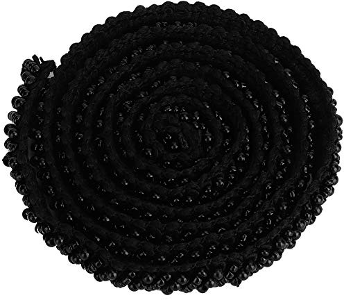 HEEPDD Nastro di perline da 1 metro, perline nastro decorativo per finiture in stile vintage tessuto ricamato applique cucito artigianato da matrimonio [1 cm Perla Oblique Nero] Bordure in rilievo
