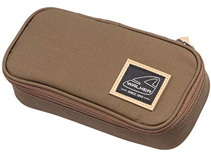 Walker Federmappe mit Innenklappe, 20 Stiftschlaufen, Reißverschluss, Capital Icon und Cult Olive Coated, SchreibtischOrganizer für Schreibwaren, Zeichen und Büromaterialien