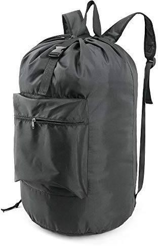 BeeGreen Laundry Bag Backpack w Adjustable Shoulder Straps College Dorm Essentials w Drawstring Closure for Travel Camp Heavy Duty Laundry Hamper Backpack Portable w Handle Xlarge Black
