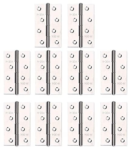 10 Pcs Door Hinges 3.5 Inch(88mm) Folding Butt Hinges with Screws 304 Stainless Steel Ideal for Internal External Doors