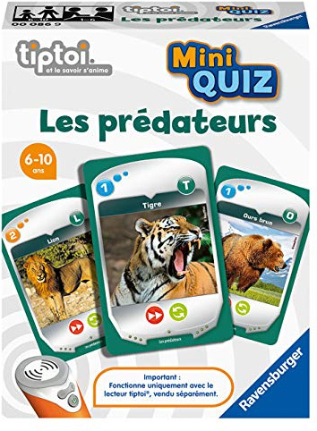 Ravensburger - Interaktives Spiel tiptoi® Mini Quiz – Die Raubtiere – Elektronische Lernspiele ohne Bildschirm auf Französisch – Kinder ab 6 Jahren – 00086