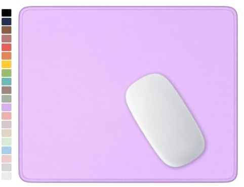 Hsurbtra Mauspad, hochwertig, strukturiert, quadratisch, rutschfest, wasserdicht, vernähter Rand, niedliche Gummi-Computermatte, Büro, Gaming, Laptop, Damen, Kinder, Vanilleviolett, 25,9 x 21 cm