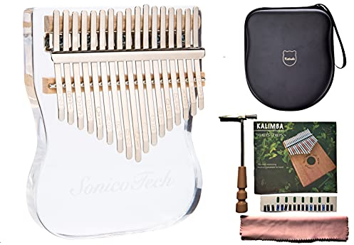SonicoTech Kalimba Daumenklavier - 17 Tasten Finger Klavier, Kristallklares Acryl, Marimba Sound, Klangheilungsinstrumente (transparent)