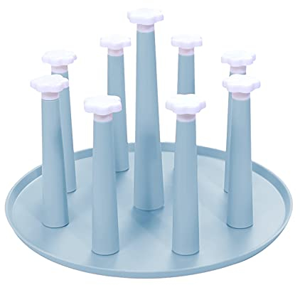 Bncxdc Glass Cup Drying Holder, Water Mug Drainer Stand, Straw Bottle Drying Organizer Holder Tree, Draining Drying Organizer Storage Rack, Home Kitchen Supplies Utensil - 9 Cups Stand, Blue