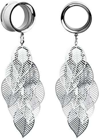 XINHE 1 Paar Laub Anhänger Edelstahl Tunnel Ohr Stecker Schraube-fit Ohr Messgeräte Ohr Pircing Expansores Oreja Schmuck,8mm