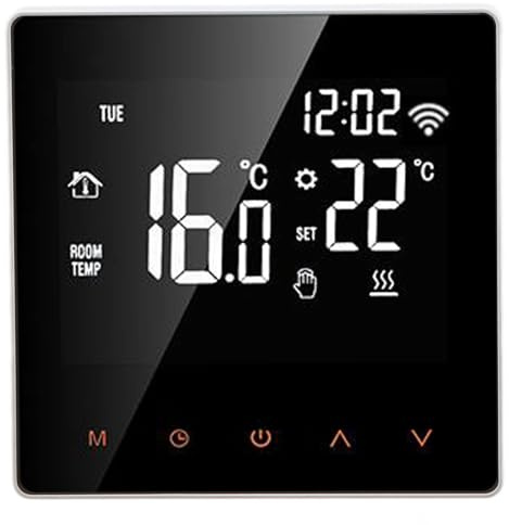 Thermostat Intelligent WiFi Connecté pour Chauffage par Le Sol de l'eau AC230V 50/60Hz 5~90℃ ME81H LCD Écran Tactile pour Tuya (Bouton Orange Fond Blanc 3A)