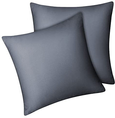 Fittia 2er-Set Lyocell Bambus Kissenbezug Bambusfaser Kopfkissenbezug Kissenhülle Seidig weichkühlend atmungsaktiv mit verdecktem Reißverschluss, Grau, 40x40cm