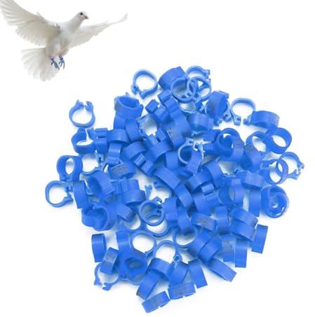 100st/påse duvringar, 8MM 001-100 numrerade plastbrevduva fågelbensringar(Blue)