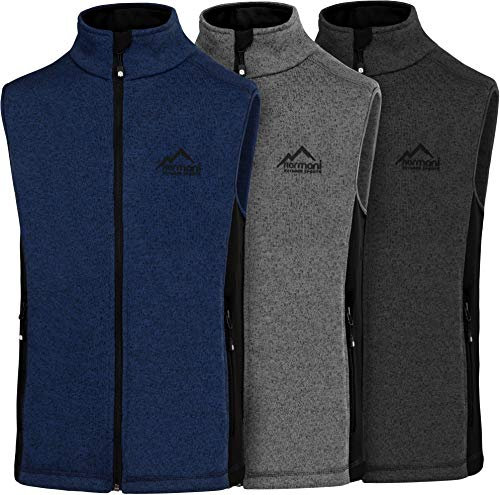 normani Heren Fleeceweste warme, leichte Strick-Fleece Weste Bodywarmer mit Reißverschlusstaschen und Stehkragen Farbe Grau Größe 6XL