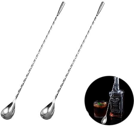 Rührlöffel aus Edelstahl, Edelstahl Cocktail-Mischlöffel, Barlöffel Rühroffel 30 cm Langer Griff, Cocktail Stirrers, Wiederverwendbar