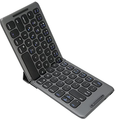 Goshyda Teclado Bluetooth Plegable, Teclado Externo Inalámbrico Portátil de 65 Teclas, Teclado Plegable de Bolsillo Recargable USB C para Tableta Portátil