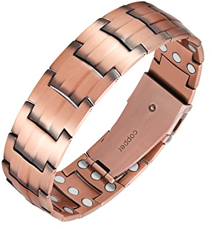 Jeracol Kupferarmband für Herren, 99 % massives Kupfer, Magnetarmband mit Magneten, verstellbare Größe, mit Geschenkbox