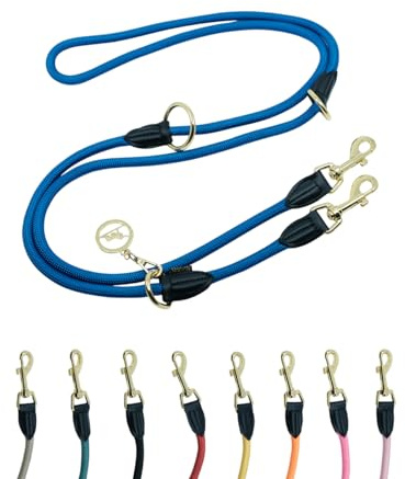 VELVETIER Hundeleine 3 m Royal (Blau), 3-Fach verstellbar, Paracord | Leicht und robust, goldener Karabiner, Handschlaufe, als Führleine oder Umhängeleine, für alle Hundegrößen