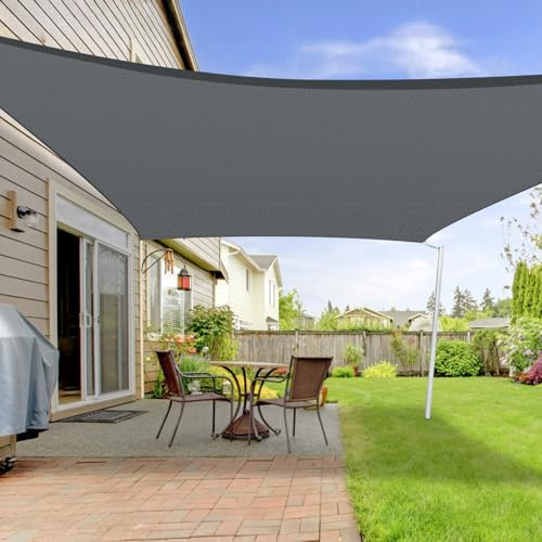 LOVE STORY Sonnensegel 4x5m Rechteckige Antracita Sonnenschutz HDPE-Stoff, Atmungsaktiv, Wasserdurchlässig, 95% UV-Schutz für Außenbereich, Terrasse, Balkon, Garten