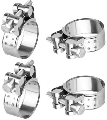 4 Pcs Collier de Serrage Tuyau Réglable 40-43 mm, Collier de Serrage Inox, Colliers de Serrage à Vis Metallique, Boulons Collier Durite pour Tuyau à Essence Diesel Piscine