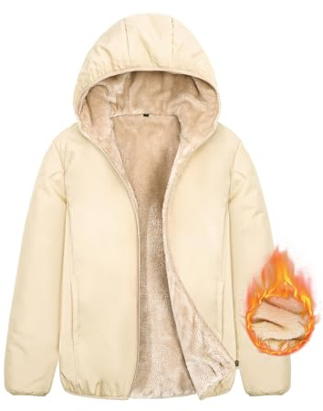 CMTOP Sudaderas Mujer con Capucha Chaqueta Invierno Forro Polar Cálido Abrigo con Cremallera Corto Hoodie Cazadora Suave Casual Básica Chaqueta Invierno Sudadera Borreguito(Caqui, M)