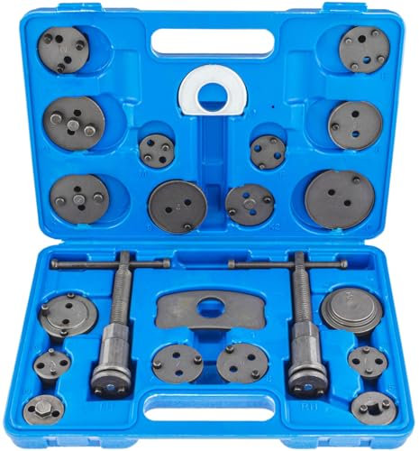 Vorfal Bremskolbenrücksteller Set 22 TLG | Profi Bremssattel Rückstellwerkzeug für PKW | Universales Bremskolben Werkzeug Set mit Adaptern & Koffer für Reparatur & Wartung (22-TLG.)