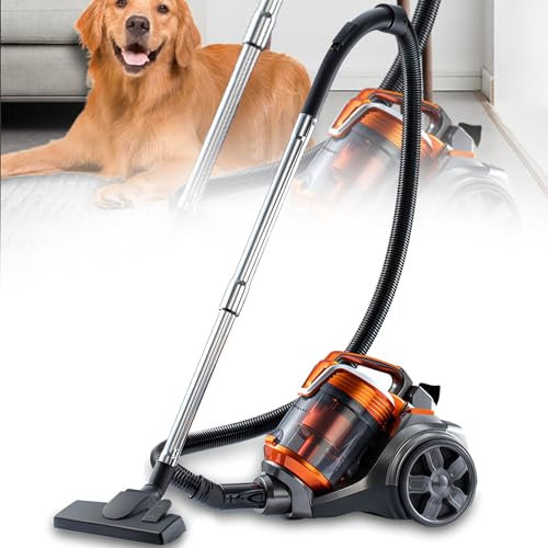 CYTBEK Aspirateur cylindrique, Nettoyeur cyclonique pour Tapis et sols durs 3600 W, léger et Silencieux, Filtre HEPA, Tuyau Extensible, livré avec Accessoires, pour Un Usage Domestique