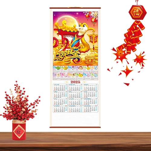 Kalender 'Jahr der Schlange - Chinesischer Neujahrskalender, Schlangen-Sternzeichen-Wandkalender, Schlangenjahr-Kalender 2025, Chinesischer Schiebekalender 20
