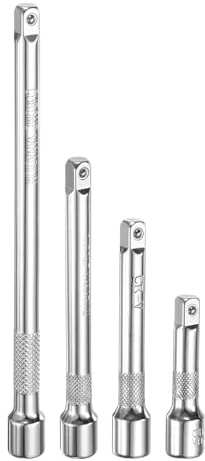 sourcing map 1/4 Drive Impact Extension Bar 2 3 4 6 Chrome Vanadium Steel Extra Long Socket Wrench Extender Square Drive Socket Handle for Loosening and Tightening Silver 4-Piece Set