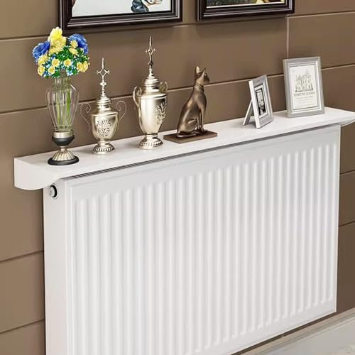 Schwebendes Heizkörperregal, weiß, 140 cm Länge, 15 cm Breite, Aluminiumlegierung, schmale Abdeckung für Heizkörper, kein Bohren erforderlich, unterstützt bis zu 28 kg, Lagerregal für Heizung,