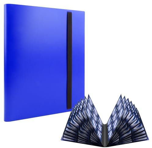 RISVOWO Album de Cartas, 360 Cartas Coleccionables, Transparente Álbumes de Tarjetas Coleccionables, Impermeable Álbum Colección Tarjetas Para Tarjetas de Tamaño Estándar(Azul)