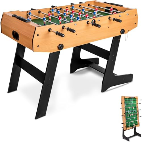 HLC 4FT Folding Foosball Table for Adults & Kids, Indoor Soccer Table with Retractable Rods, Full Size Indoor Soccer Table, Space-Saving Compact Design, Safe & Durable Game Table for Family
