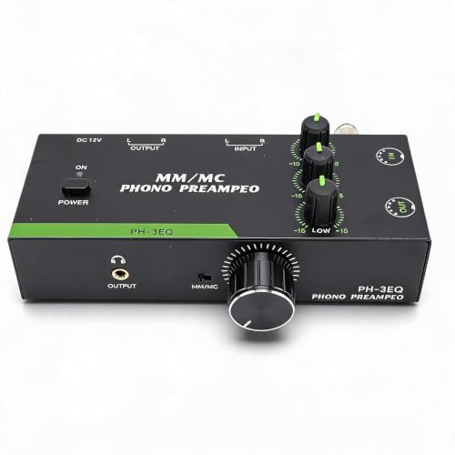 Phono Preamp for Turntable, MM MC Stereo Preamplifier with XLR | 5 Pin XLR Input Output, 3 Band EQ Adjustment, for Home Phonograph Record Player, Audiophile Setup