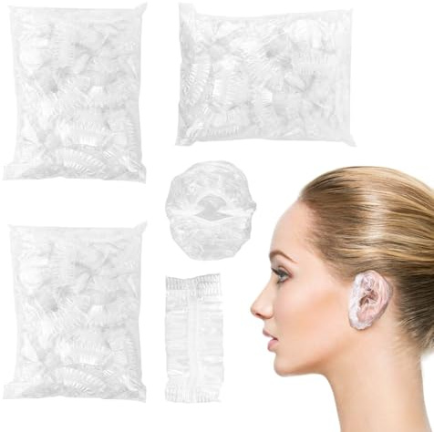 LZPLJLWS Duschhaube Ohrenschutz 300 Stück Einweg Ohrabdeckungen transparent 8x6,5 cm wasserdicht für Dusche Haarfärbung Spa Hotel Reise Erwachsene