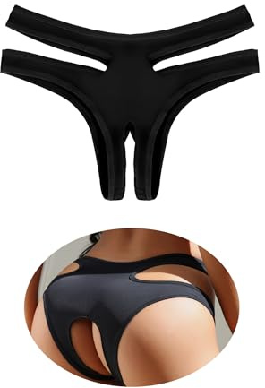 ohmydear Perizoma Aperto Hot Tanga Sexydonna Hot Mutande Vita Alta Slip Donna con Buco Costume Perizoma Sexy Taglio in Vita Underwear Donna Taglie Forti