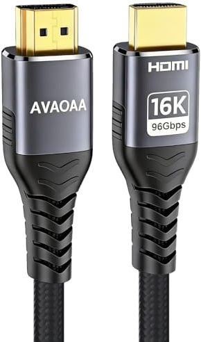Avaoaa 16K HDMI Cable 2.2 96Gbps 3M, Ultra High Speed HDMI to HDMI Cable | HDMI Cord 8K 4K 240Hz 144Hz 120Hz eARC HDR10+ HDCP2.3 Compatible with PS5 Pro/Xbox/Switch 2 Mac TV Monitor Laptop Soundbar