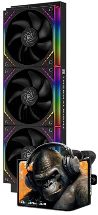 Thermalright Levita Vision 360 ARGB Black Aio CPU Liquid Cooler,for AM5/Intel LGA1851/1700,6.67-in 3D Curved Screen with 2400x1080 Resolutions,Magnetic Screen,3D/2D Video Support